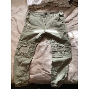 Men 36 CottonOn Slim Denim ripped Joggers•Olive colored